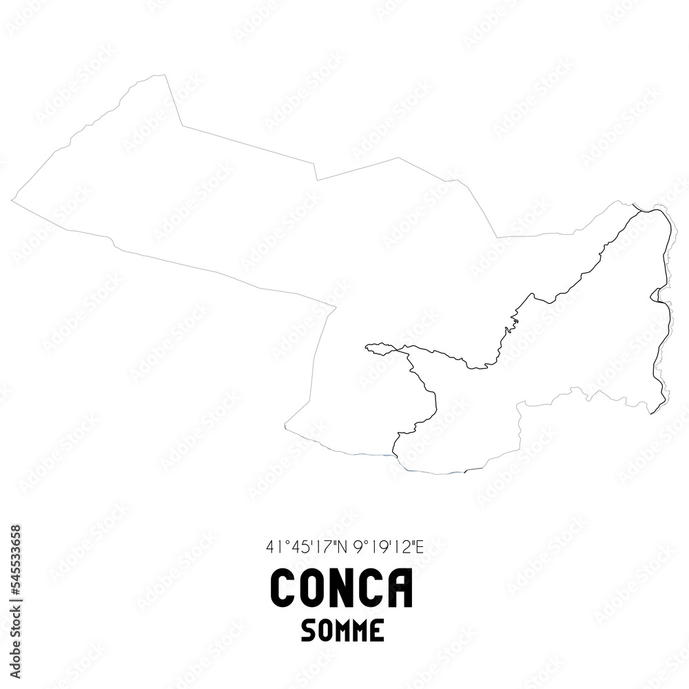 CONCA Somme. Minimalistic street map with black and white lines.