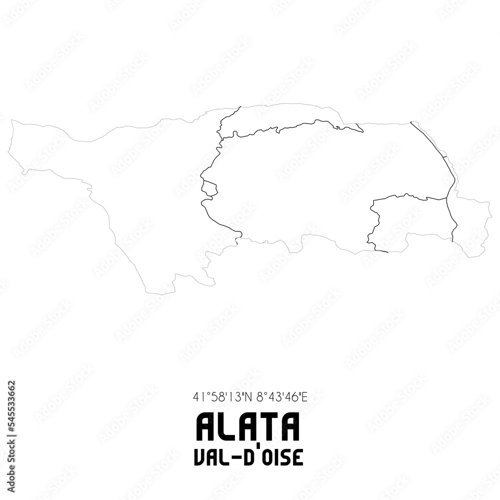 ALATA Val-d'Oise. Minimalistic street map with black and white lines.