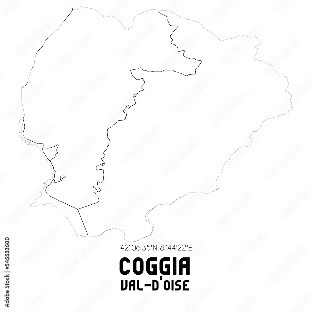 COGGIA Val-d'Oise. Minimalistic street map with black and white lines.