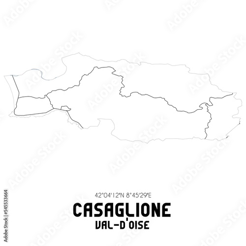 CASAGLIONE Val-d'Oise. Minimalistic street map with black and white lines.
