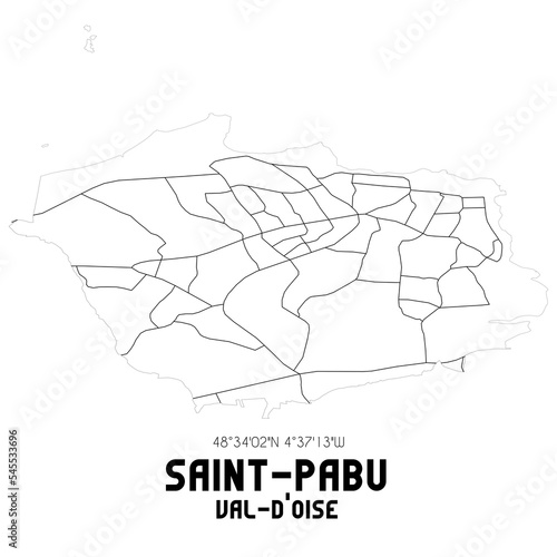 SAINT-PABU Val-d'Oise. Minimalistic street map with black and white lines.