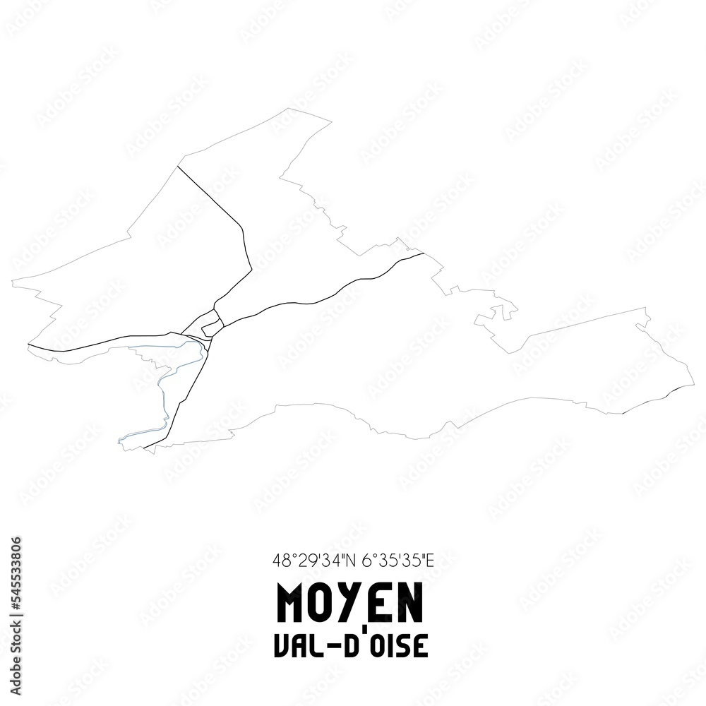 MOYEN Val-d'Oise. Minimalistic street map with black and white lines.