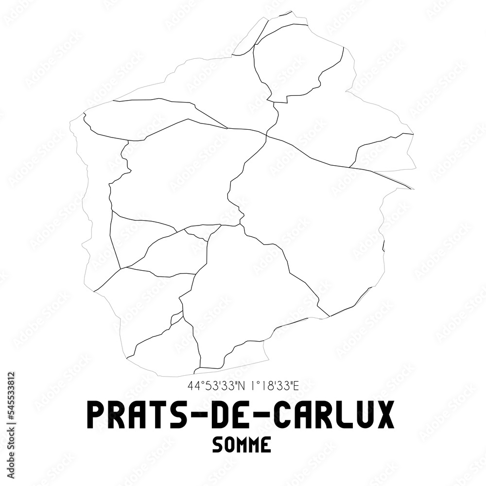 PRATS-DE-CARLUX Somme. Minimalistic street map with black and white lines.