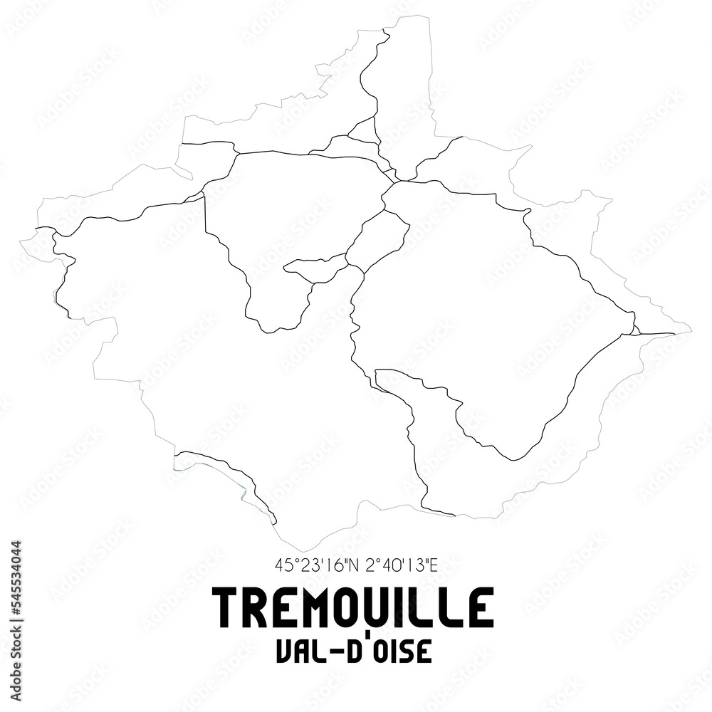 TREMOUILLE Val-d'Oise. Minimalistic street map with black and white lines.