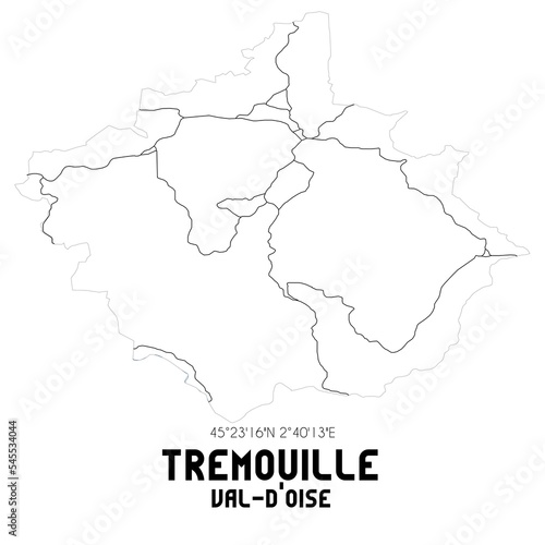 TREMOUILLE Val-d Oise. Minimalistic street map with black and white lines.