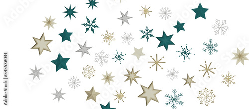 Christmas background design of snowflake and snow falling in the winter 3d illustration