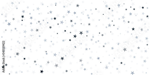 Silver stars vector background, sparkling Christmas confetti falling isolated on white. magic shining flying stars glitter backdrop, sparkle border