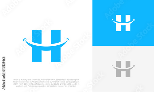 Initial letter H happy logo design vector