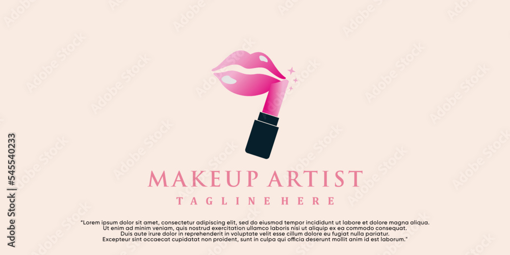 Makeup logo design with concept creative Premium Vector