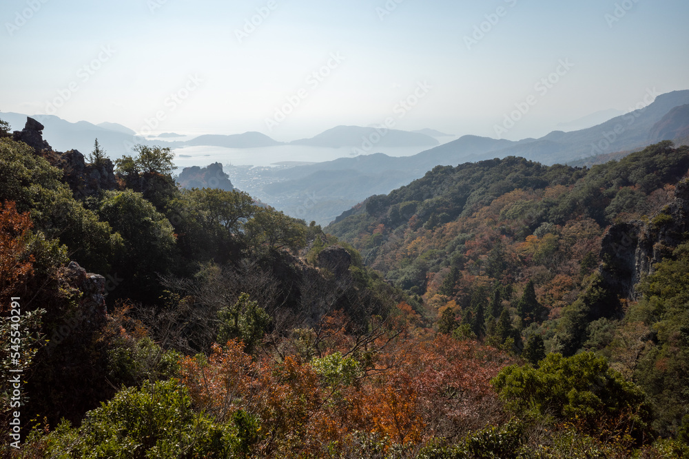 日本の香川県小豆島のとても美しい秋の紅葉 日本の香川県小豆島のとても美しい秋の紅葉