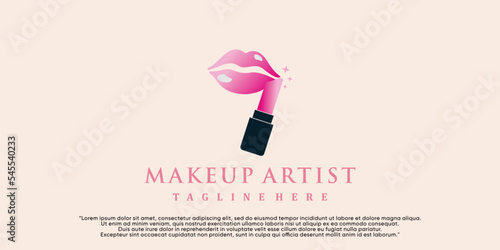 Makeup logo design with concept creative Premium Vector
