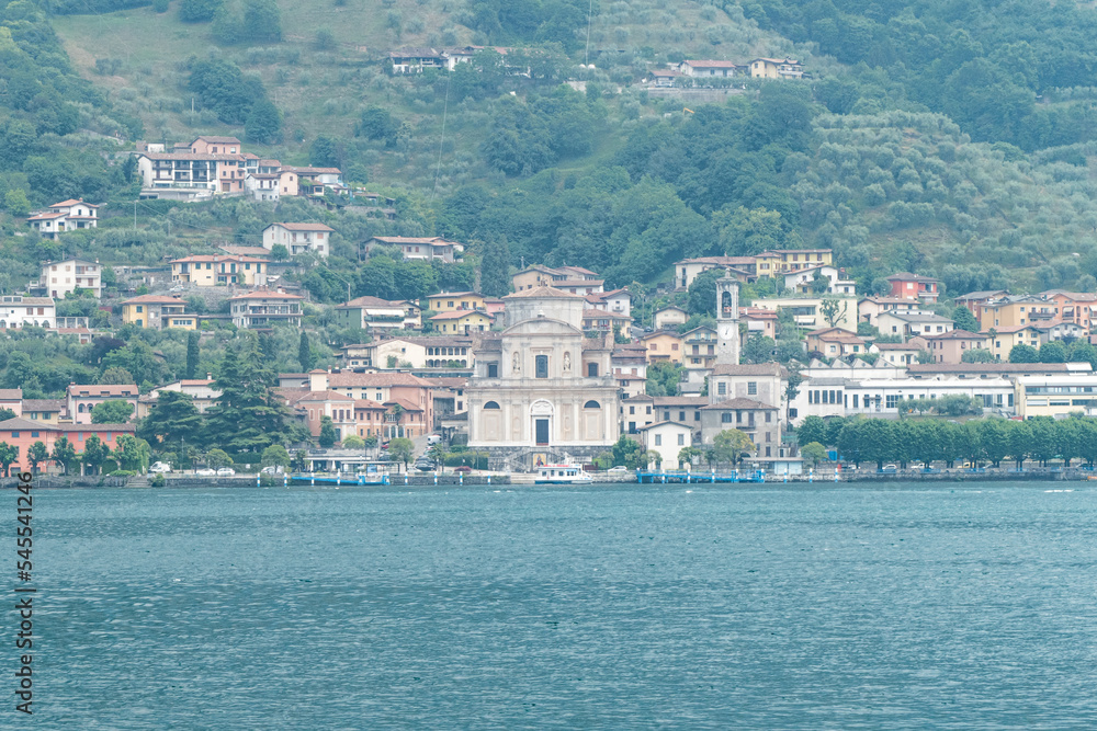 Aerial view of Sale Marasino in the Lake Iseo Aerial view of Sale Marasino in the Lake Iseo