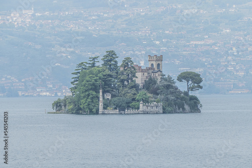 Aerial view of Loreto Island in the Lake Iseo photo