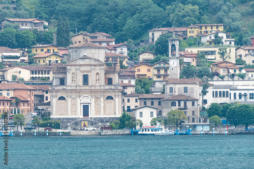 Aerial view of Sale Marasino in the Lake Iseo