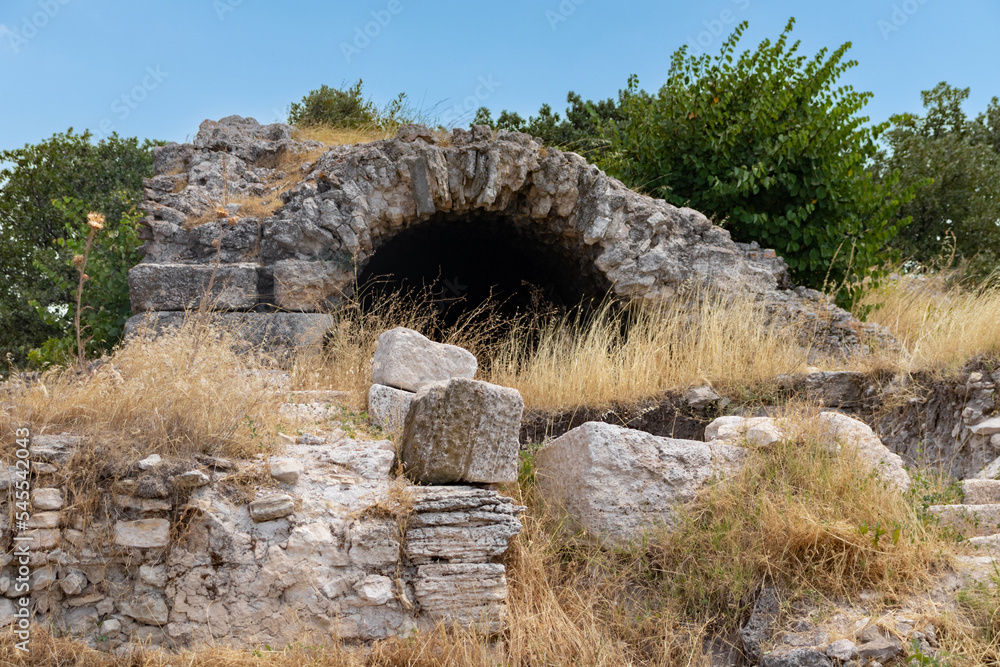 Ancient city view and ruins of Alexandria Troas in Çanakkale province
