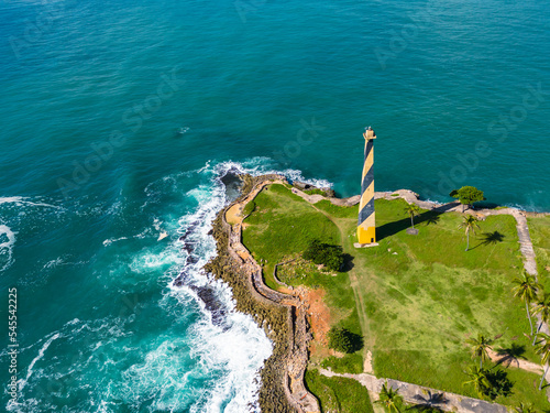 Aerial view of lighthouse Faro San Souci at Punta Torrecilla. Entrance to the port of Santo Domingo at Ozama river. Dominican Republic photo