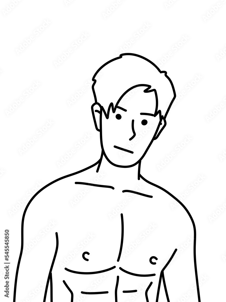 Fototapeta premium black and white of cute man cartoon for coloring