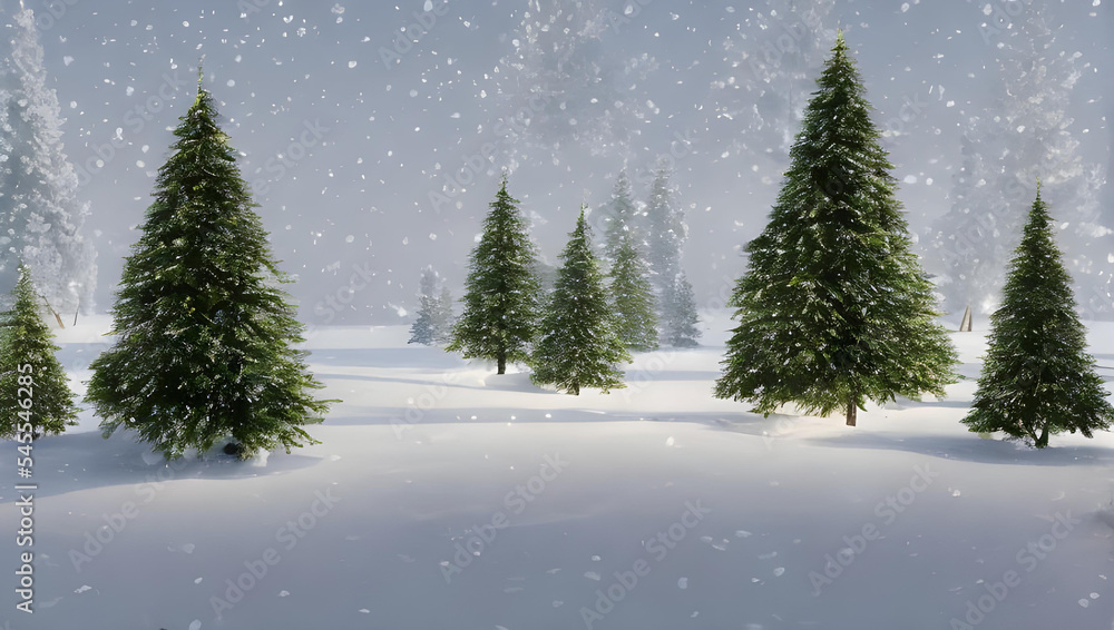 SNOW COVERED CHRISTMAS PINE TREE
