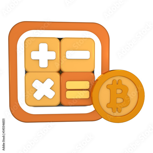 BTC Coin Profit Calculator for Trading Icon  3D Render Illustration with Transparent Background isolated