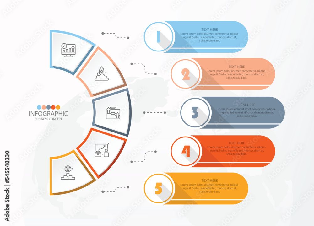 Basic circle infographic with 5 steps, process or options. Basic circle infographic with 5 steps, process or options.