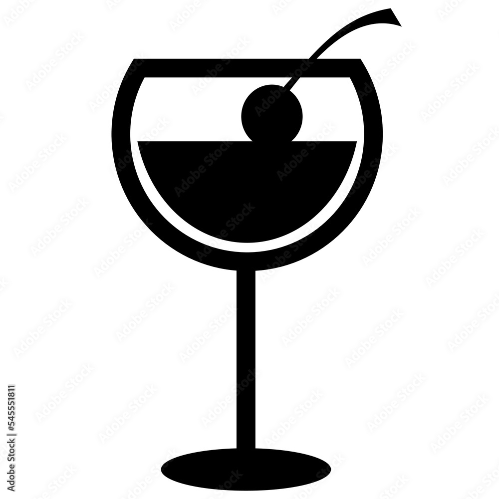 Wine glass with cherry icon Wine glass with cherry icon