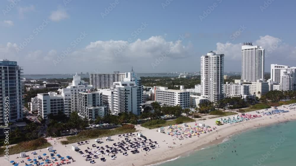 Flight over Miami Beach on a sunny day - aerial view Flight over Miami Beach on a sunny day - aerial view