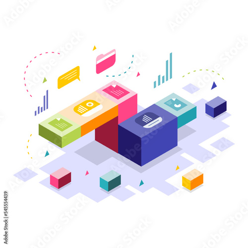 business buildings isometric colorful style design for business company vector