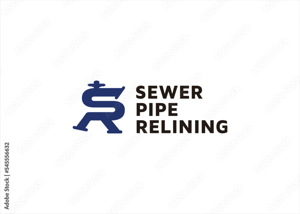 SR logo design with abstract pipe symbol hydrant hose SR logo design with abstract pipe symbol hydrant hose
