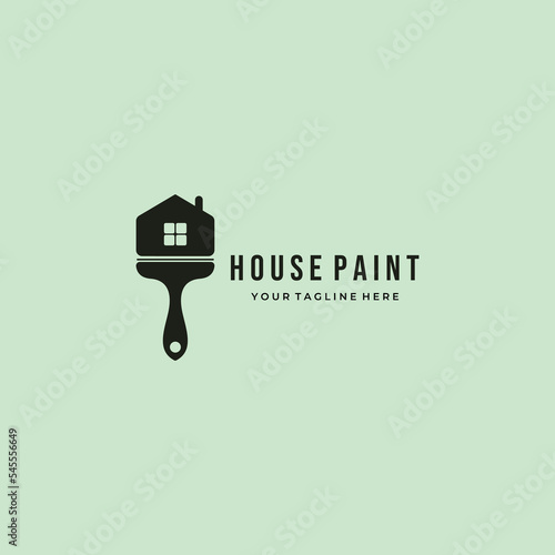 paint house brushes logo creative clever vector minimalist illustration design