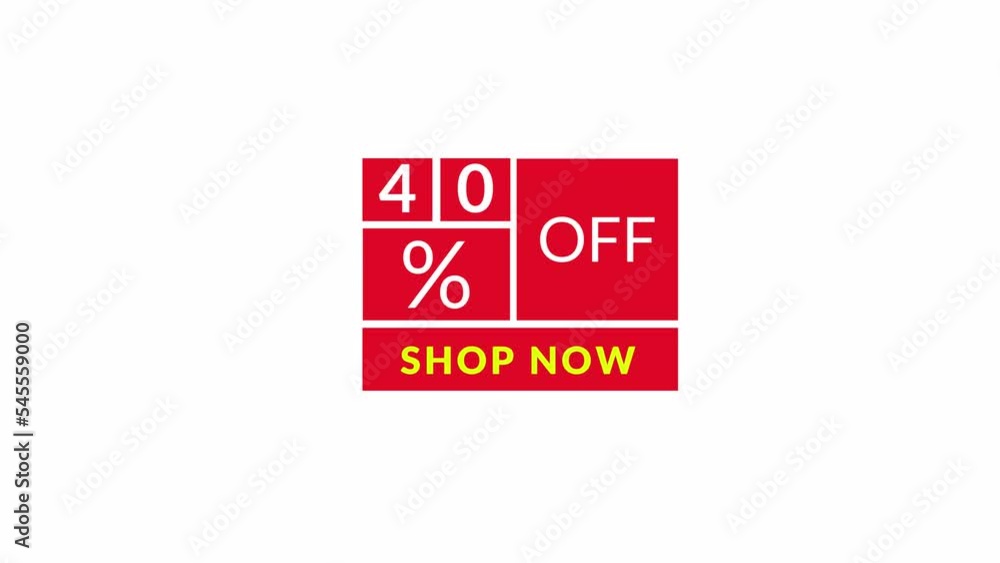 40 percent off discount banner animation. Luma matte with transparent background 4K resolution 40 percent off discount banner animation. Luma matte with transparent background 4K resolution