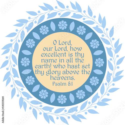Psalm 8:1 decorative vector with floral motifs
