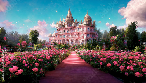Fotografiet Victorian-style royal palace that looks like it was from a fairy tale