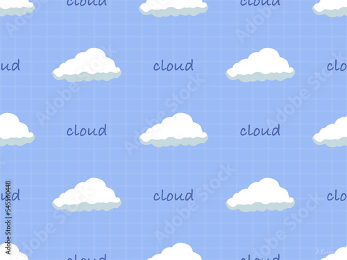 Cloud cartoon character seamless pattern on blue background