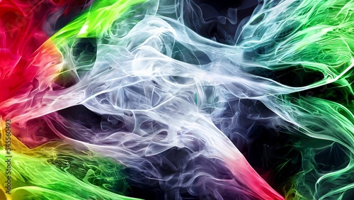 Red green and white smoke abstract 3D illustration