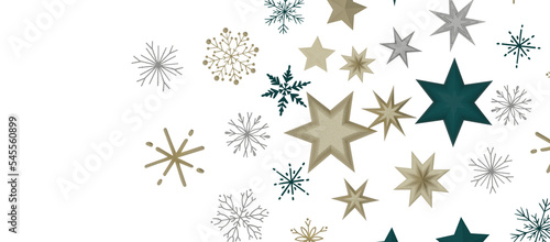 Wallpaper Mural golden openwork shiny snowflakes, star, 3D rendering. Torontodigital.ca