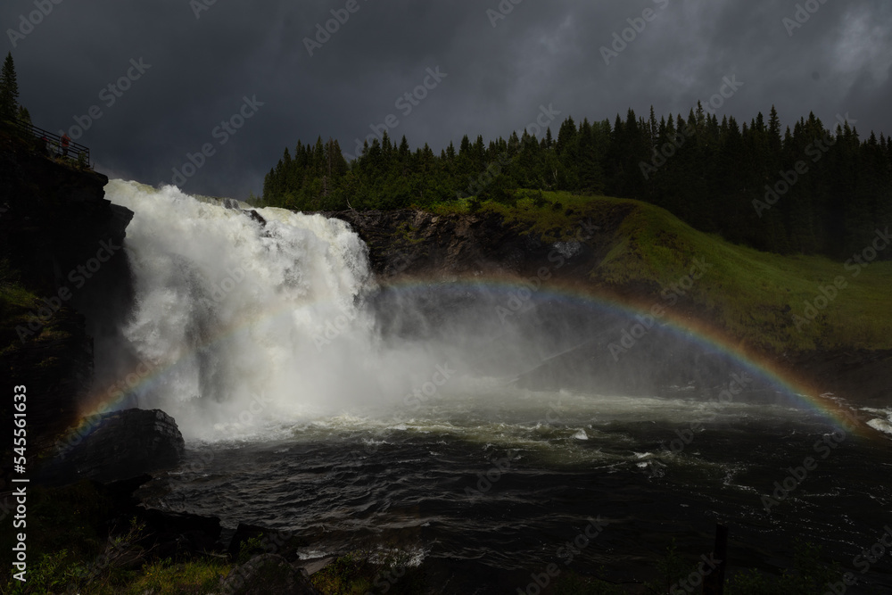 Fototapeta premium Tannforsen waterfall with a rainbow