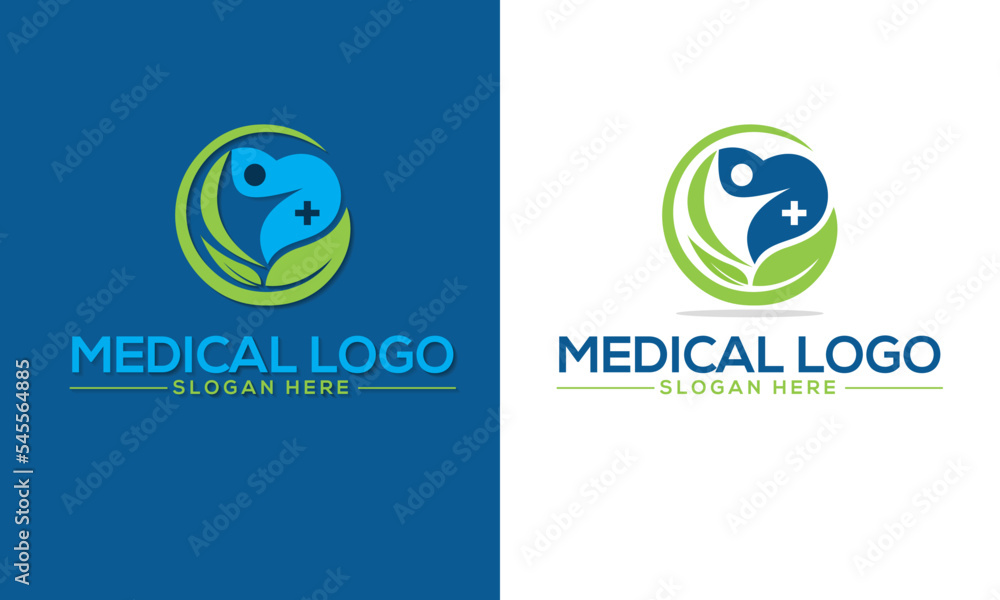 Medical logo design. Hospital and diagnostic center care vector icon.