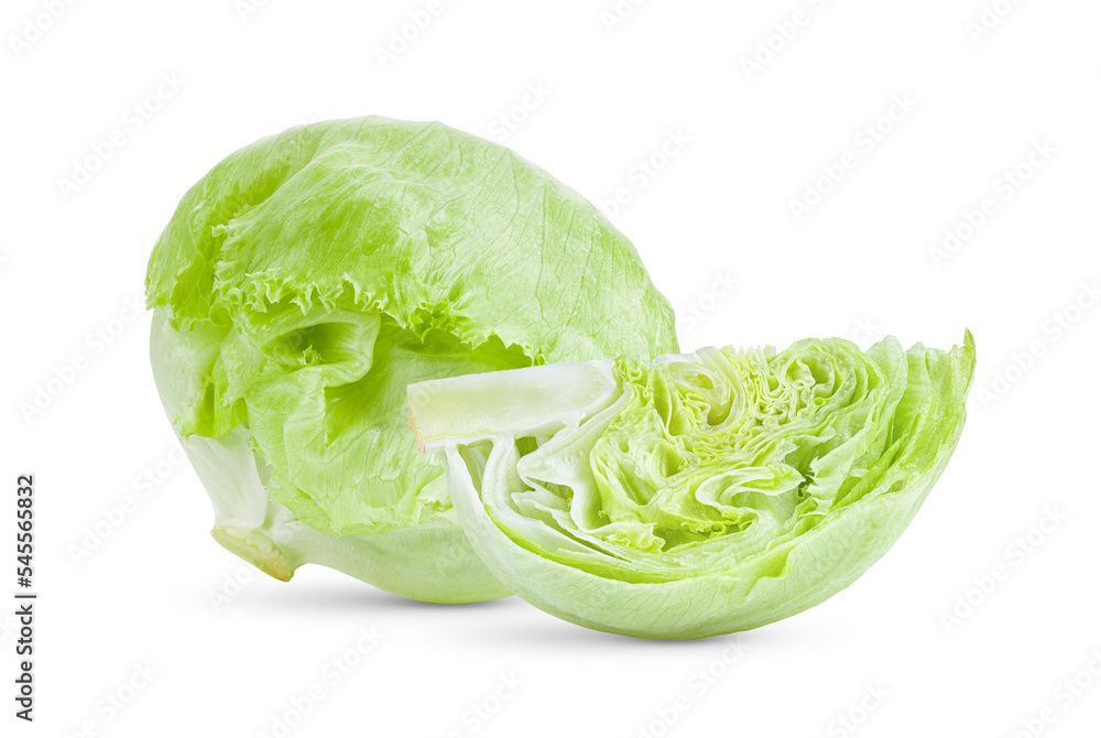 Green Iceberg lettuce isolated on transparent png - obrazy, fototapety, plakaty 
