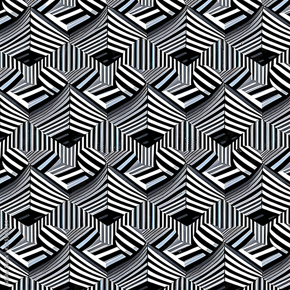 optical illusion seamless pattern, black and white