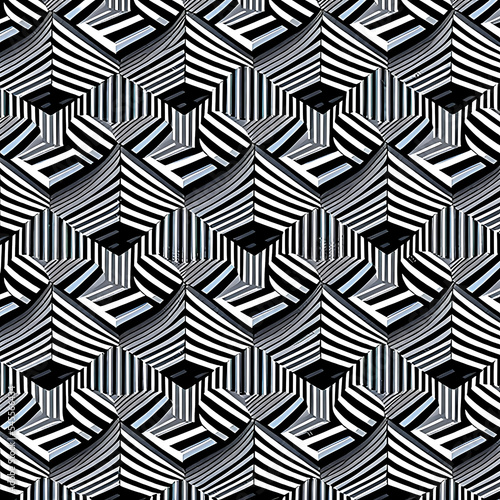 optical illusion seamless pattern  black and white