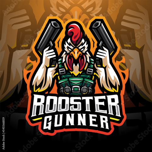 Rooster gunner mascot logo design photo