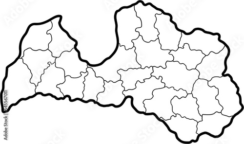 doodle freehand drawing of latvia map.