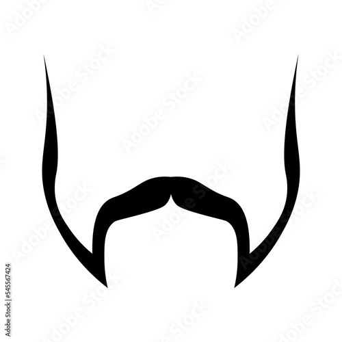 Black mustache and sideburns on white background 