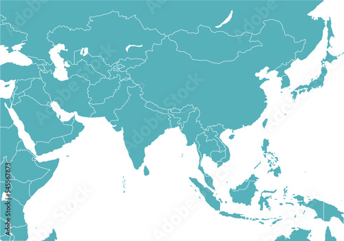 アジア全域の地図、国境線、アジア大陸