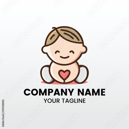 minimalist cute baby inspiring logo template