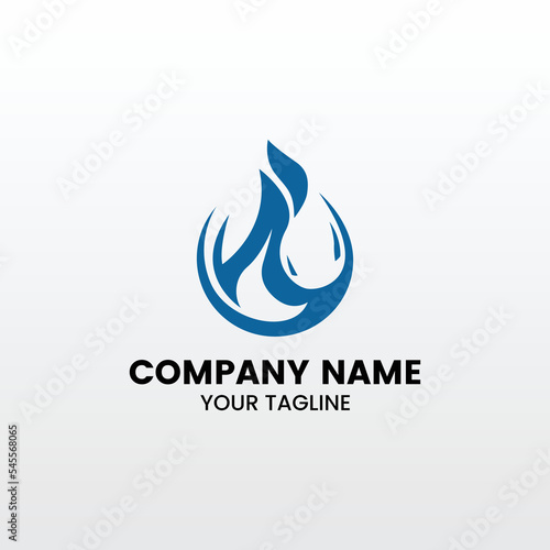 minimalist blue fire inspiring logo template