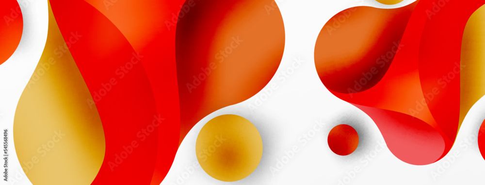 Naklejka premium Flowing geometric shapes minimalist abstract background. Round shapes and circles. Wallpaper for concept of AI technology, blockchain, communication, 5G, science, business