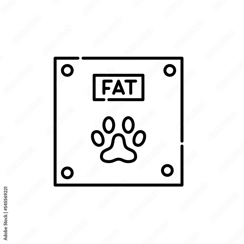 Pet obesity symbol. Paw on electronic scale. Pixel perfect, editable stroke icon Pet obesity symbol. Paw on electronic scale. Pixel perfect, editable stroke icon