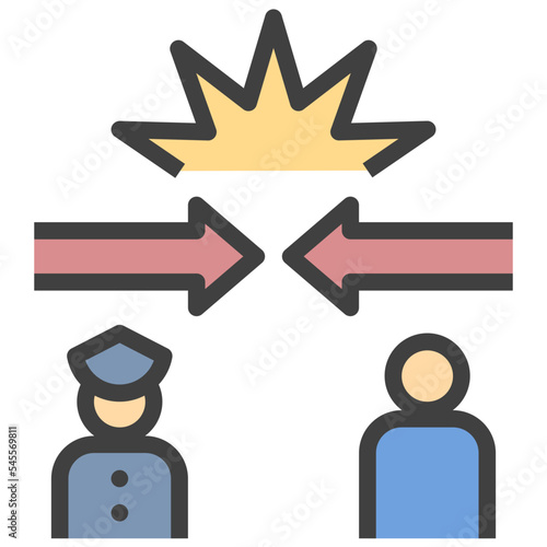 conflict filled outline style icon