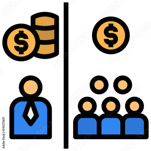 inequality filled outline style icon